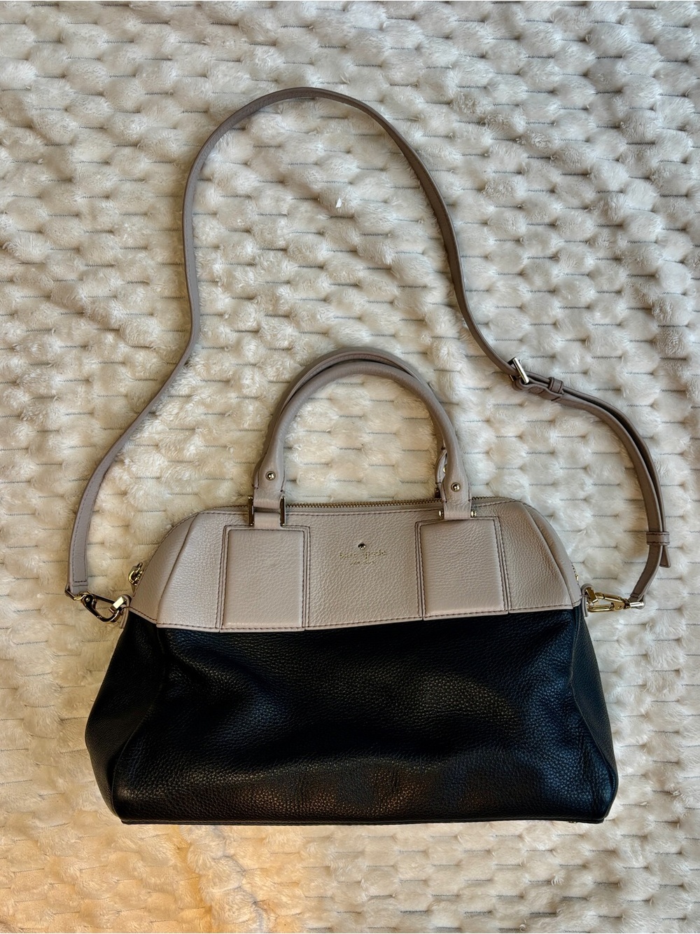 Price Drop**
Kate Spade NY Black Taupe Colorblock Pebbled Leather Satchel